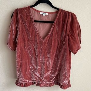 NWOT Madewell Velvet Tulip-sleeve Ruffle Top